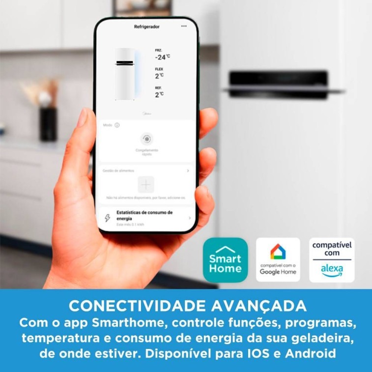 Refrigerador Midea Frost Free Duplex 491L Inverter Branco Bivolt