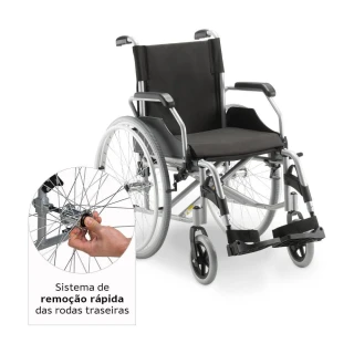 Cadeira de Rodas Dobrável Dellamed D600 T46 6472 em Alumínio Preto